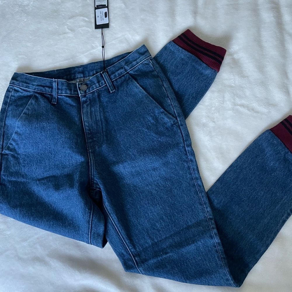Carmar Blue Jeans with Burgundy Accents